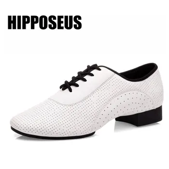 Hipposeus Yeni Dans Ayakkabıları Erkek Deri Latin Salsa Tango Dans Ayakkabıları Modern Balo Salonu Dans Ayakkabıları Profesyonel Yüksek QualityWhite