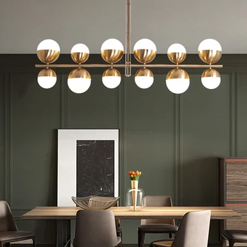 Iskandinav altın cam küre kolye ışıkları Modern sadelik asılı uzun kolye ışıkları kapalı Cafebar oturma odası restoran