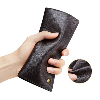 Italyan Deri Uzun Erkek Cüzdan-Uzun Erkek kartlıklı cüzdan 100 % hakiki deri erkek cüzdan Yüksek kaliteli ürün uzun erkek cüzdan