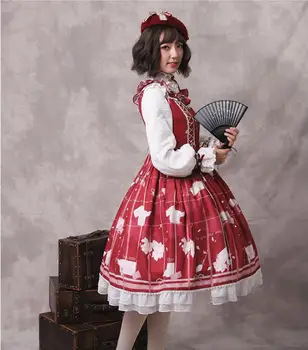 Japon tatlı JSK baskı elbise Çünkü Lolita Çin tarzı prenses elbise Loli Çay Partisi retro mahkemesi Prenses Vestidos