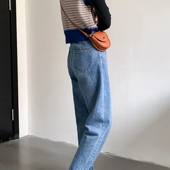 Kadın Kot Yüksek Bel Elbise Geniş Bacak Denim Giyim Mavi Streetwear Vintage Kalite 2021 Güz Moda Harajuku Düz Pantolon