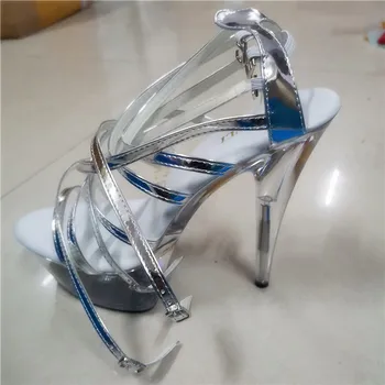 Kadın ayakkabı moda seksi 15 cm strappy yüksek topuklu ayakkabı platformu burnu açık 6 inç roma yüksek topuklu sandalet