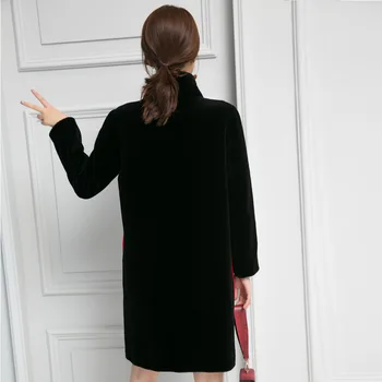 Kesme Koyun Gerçek Kadın Yün Ceket Sonbahar Kış Kore Moda Uzun Kürk Palto F28RT2820 YY502