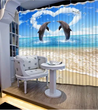 Klasik Ev Dekor okyanus yunus Üst Klasik 3D Avrupa Tarzı perdeler oturma odası ev dekorasyon için