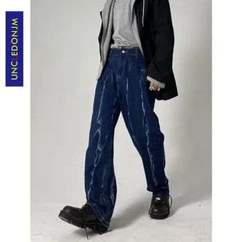 Kravat boyalı tasarımcı pantolon kore moda giyim denim kot erkekler için Hip Hop kot erkekler için mavi biker kot U970