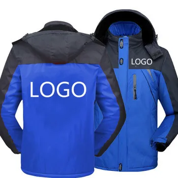 Kış Ceket Erkekler Özel Logo Kalın Kadife Sıcak Erkek Rüzgar Geçirmez Kapüşonlu Dış Giyim Rahat Dağcılık Palto C