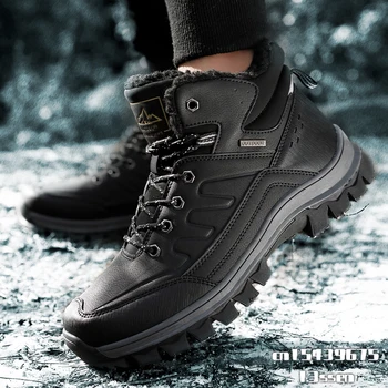 Kış Erkek yürüyüş botları Su Geçirmez Tasarım yürüyüş ayakkabıları Kısa Peluş Soğuk dayanıklı yürüyüş botları Açık Sneakers Çizmeler