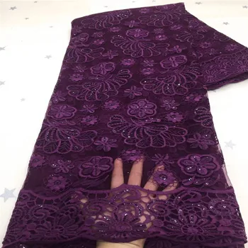 Lacivert Afrika Dantel Kumaş sarı 2021 pembe Payetler ıle Yüksek Kalite purpleLace Nijeryalı Dantel Kumaşlar ıçin düğün elbisesi