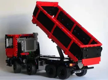 Lego Tech 8x4 Damperli Kamyon Parçaları Paketi ile uyumlu, uzaktan Kumanda Elektrikli Yapı Taşları erkek Hediye