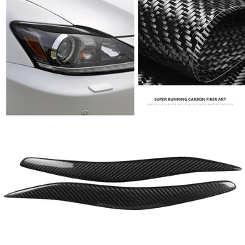 Lexus için IS250 IS300 200 2006-2012 Ön Başkanı ışık Trim Gerçek Karbon Fiber Far Göz Kapağı kaş Kapak lambası Far Sticker