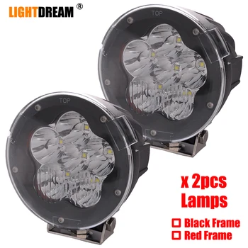 LightDream 60 W Yuvarlak Led çalışma ışıkları Siyah / kırmızı 12 V 24 V Pod ışıkları, yardımcı sürüş ışık, araba sis farları x2pcs / lot