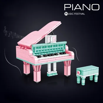 MOC Arkadaşlar Enstrüman seti Piyano Gitar Kemanlar Ud 6 adet Set Yapı Taşları Eğitici Oyuncaklar Çocuk Hediyeler Dekorasyon 