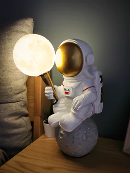 Masa lambası, başucu lambası, İskandinav yatak odası dekorasyon, 3D ay lambası, yaratıcı astronot, masa dekorasyon, Gece Lambası