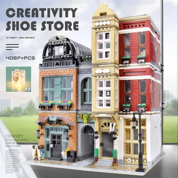 Moc Oyuncaklar Sokak Görünümü Serisi Ayakkabı Mağazası İle Uyumlu 75827 Modeli Monte Yapı Taşları Tuğla Doğum Günü Hediyeleri 10005
