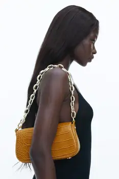 Moda Kalın Zincir Kadın Omuz Çantaları Tasarımcı çantaları Lüks Timsah Pu Deri Bagetler Çanta Yüksek Kalite Lady Çanta 2021