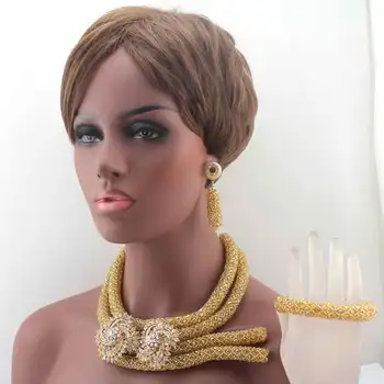 Moda Yeni Afrika Boncuk Takı Setleri Kristal Boncuk takı seti Nijeryalı Düğün Gelin Kolye takı seti HD7952