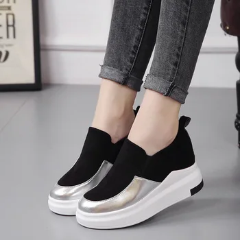 Mudibear kadın ayakkabısı Yeni bayan Takozlar Sonbahar Kış kaymaz Moda Ayakkabı Renk Eşleştirme Rahat Rahat beyaz ayakkabı