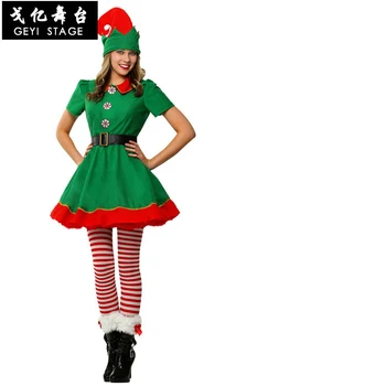 Noel Kıyafeti Kız Tatil Elf Kostüm Aile Noel Kostüm Ebeveyn Çocuk Kadın Noel Elbise