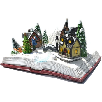 Noel ev dekor parlayan Noel evleri köy dekorasyon kitap ışık çocuk hediyeler süsler ile