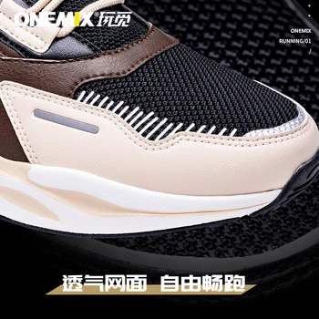 ONEMIX 2021 Hafif Retro spor ayakkabılar için Adam koşu ayakkabıları Nefes Yürüyüş Beyaz Siyah Koşu Erkekler Açık Zapatos Ayakkabı