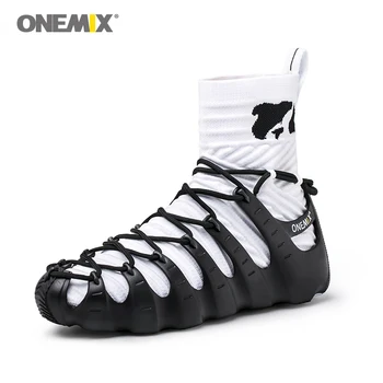 ONEMIX Kadın Çizmeler Siyah Erkek spor ayakkabılar Açık 1 Ayakkabı 3 Giyen Çift Koşu Yürüyüş Sneakers Çorap gibi Sneakers