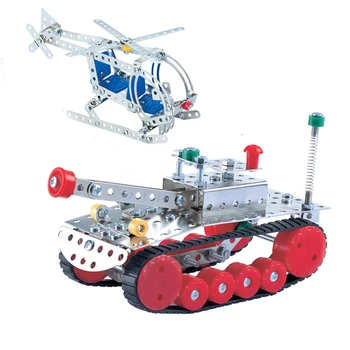 Oyuncak Tankı Helikopter araba DIY Montaj Metal Alaşımları Modeli oyuncak inşaat blokları kiti çocuklar için