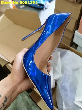 Parlak Elbise Kadın Pompaları Gerçek Resim Üzerinde Kayma Seksi Sivri Burun Stiletto Yüksek Topuklu Düz Renk Üretici Maliyet Fiyatı Ayakkabı