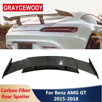 R Tarzı Gerçek Karbon Fiber Arka Spoiler Arka Bagaj Kanat Çift Katmanlı Benz AMG GT Coupe-2018 Araba Vücut Modifikasyon Parçaları