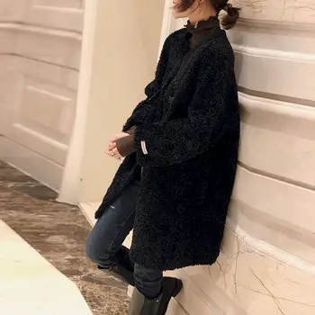 Rahat Moda Kuzu Yün Ceket kadın Sonbahar Kış Giyim 2021 Yeni Kore Gevşek Artı Boyutu Orta Uzun Kuzu Yün Ceket Bayan