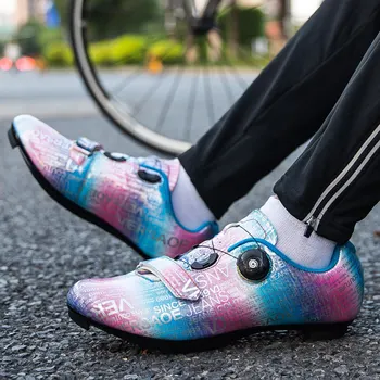 Renkli Erkekler Profesyonel Yol Bisikleti Ayakkabıları SPD Açık Bisiklet Ayakkabı Erkekler Dönen Toka Kadın Kendinden kilitleme Bisiklet Sneakers