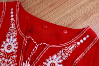 Retro Işlemeli Kadın Elbise V Yaka Kapşonlu Püskül Uzun Kollu Parti Plaj Maxi Elbiseler 2021 Yaz Boho Uzun Femme Kırmızı Vestidos