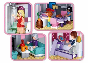 SLuban 815 pcs Sokak Görünümü Pembe Rüya Serisi Safir Kale Yapı Blok Ev Modeli Oyuncak Kızlar İçin Noel Doğum Günü hediyelerdıy