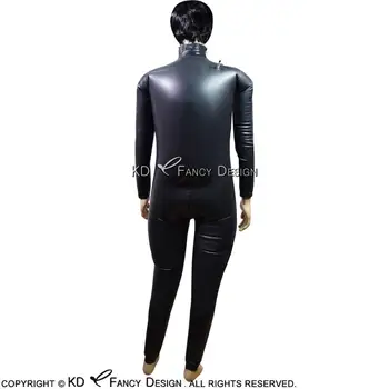 Siyah Seksi Şişme Lateks Catsuit İle Omuz Fermuar Ve Kasık Kauçuk Bodysuit Genel Zentai giyisi LTY-0112