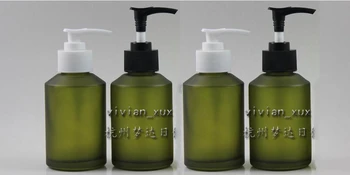 Siyah/beyaz plastik pompalı 125ml zeytin yeşili buzlu Cam losyon şişesi, kozmetik ambalaj, kozmetik şişe, sıvı için ambalaj