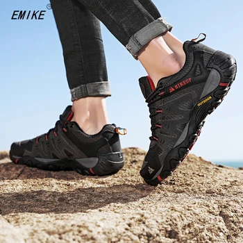 Sneakers erkek yürüyüş ayakkabıları Süet Deri Aşınmaya dayanıklı Açık Avcılık Ayakkabı Trekking ayakkabıları Yürüyüş Erkek Taktik Sneakers