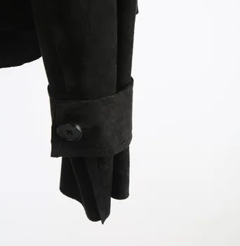 Streetwear Yüksek Kalite Erkek Süet Ceket Gevşek Fit Düzensiz Gotik Mont Sonbahar Kış Dış Giyim Uzun Kollu Casual Suit Ceketler