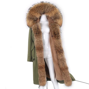 Su geçirmez Gerçek Kürk Ceket Kadınlar Doğal Fox Kürk Hood Lüks Kış Ceket 2021 Yeni X-uzun Parka Giyim Ayrılabilir