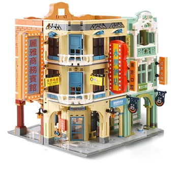 Takip Mağaza = $2 Kupon Hong Kong Şehir Eski Sokak Görünümü Arcade Formatlı Aydınlatma oyuncak inşaat blokları Çocuk Hediyeler İçin 4039 ADET