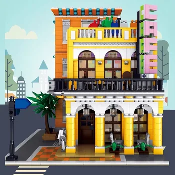 Takip Mağaza = $2 Kupon Şehir Kahve Dükkanı Sokak Görünümü Mimarisi MOC Modeli Yapı Taşları Tuğla Oyuncaklar Hediyeler