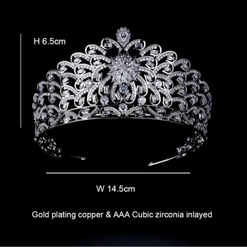 Tasarımcı Zarif Kübik Zirkonya Tiara Kristal Çiçek Kraliçe Taç Gelin Düğün Saç Aksesuarları Doğum Günü Pageant Balo Parti ıçin
