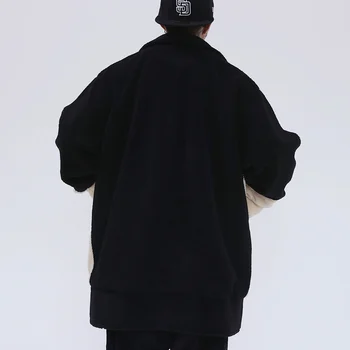 UNCLEDONJM renk blok kuzu yün kapitone ceket erkekler yüksek sokak vintage ceket Kore moda yeni kış parka ceket erkekler için