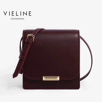 Vieline, kadın hakiki deri crossbody çanta, Tasarımcı Marka lady gerçek deri omuz çantası, Kare Flap eyer çantası