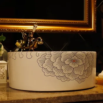 Wasit davul avrupa tarzı masa üstü sanat banyo porselen yıkama havzası