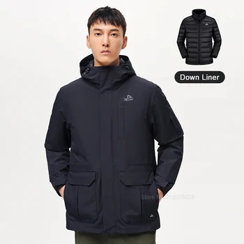 Xiaomi PELLIOT 3 in 1 Aşağı Ceket Erkekler Sıcak Kalın Su Geçirmez Parka Ceket Erkek Kış Dış Giyim Açık Rüzgar geçirmez Termal Aşağı Palto