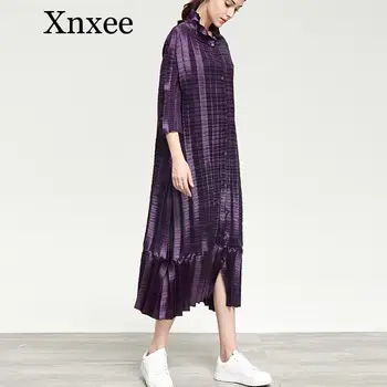 Xnxee 2019 Yeni Bahar Moda Kadın siper pilili Katı Tek göğüslü Gevşek Büyük Boy Kadın Uzun Palto Gelgit