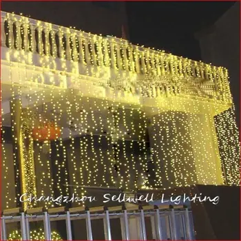 YENİ!LED yıldız lbulb düğün kutlama ürünü 3 * 8m sarı perde lambası H260