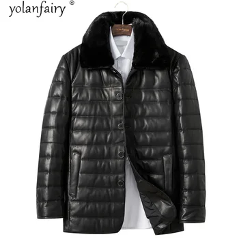 YOLANFAIRY 2020 Kış erkek Aşağı Ceketler Hakiki Koyun Derisi Deri Giyim Doğal Vizon Kürk Erkek Kısa Palto Jaqueta 0188 TN9