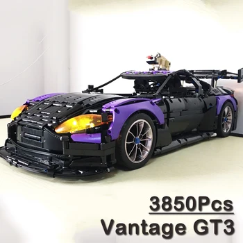 Yaratıcı Teknoloji Serisi Modüler MOC Süper Yarış Araba Yapı Taşları Aston DB5 Vantage GT3 RSR GTE Modeli Tuğla Çocuk erkek çocuk oyuncakları