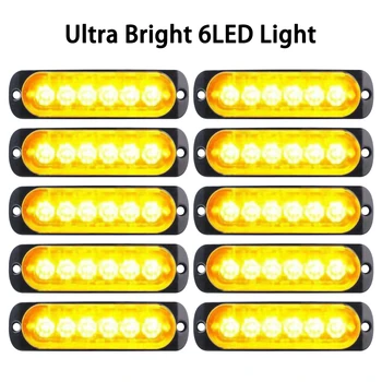 Yeni 10 Adet LED ışıkları Araba Sinyal Lambası Amber 6 LED Acil Uyarı Çalışma 12 V Toz geçirmez Araba Aksesuarları Toptan Hızlı Teslimat