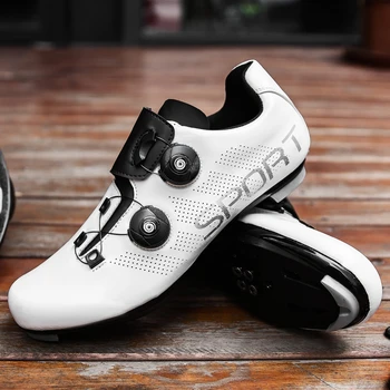 Yeni Stil Yarış Yol Bisiklet Ayakkabı Açık Profesyonel Bisiklet SPD Sneakers Erkekler Kaymaz Nefes Spor MTB Koç Boynuzu Bisiklet Ayakkabı